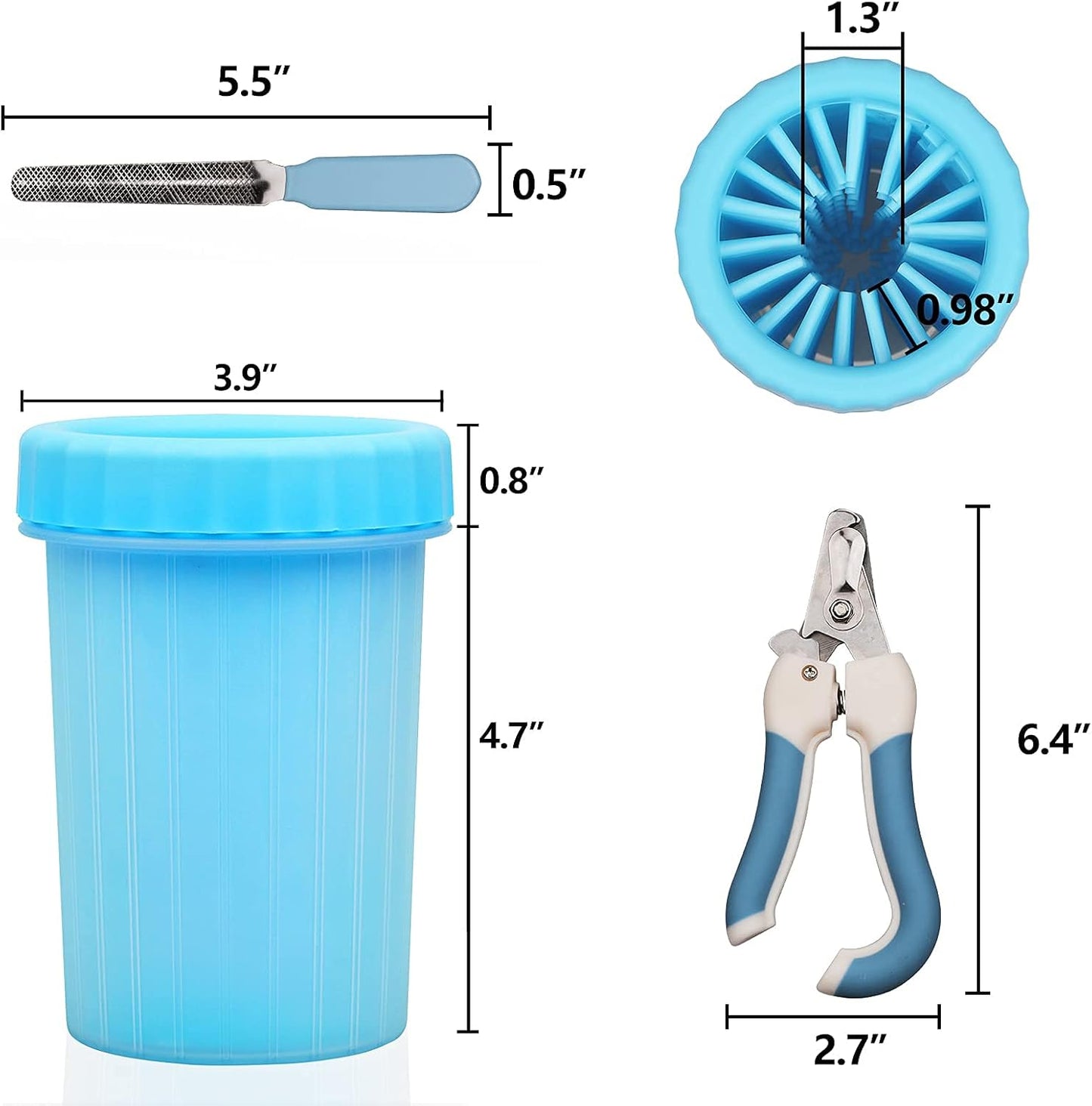 Dog Paw Cleaner with Pet Nail Clippers Pet Shedding Grooming Set 360º Portable Self-Cleaning Washer Cup Muddy Paws Pet Foot Cleaning Brush Cleaner for Large Dogs