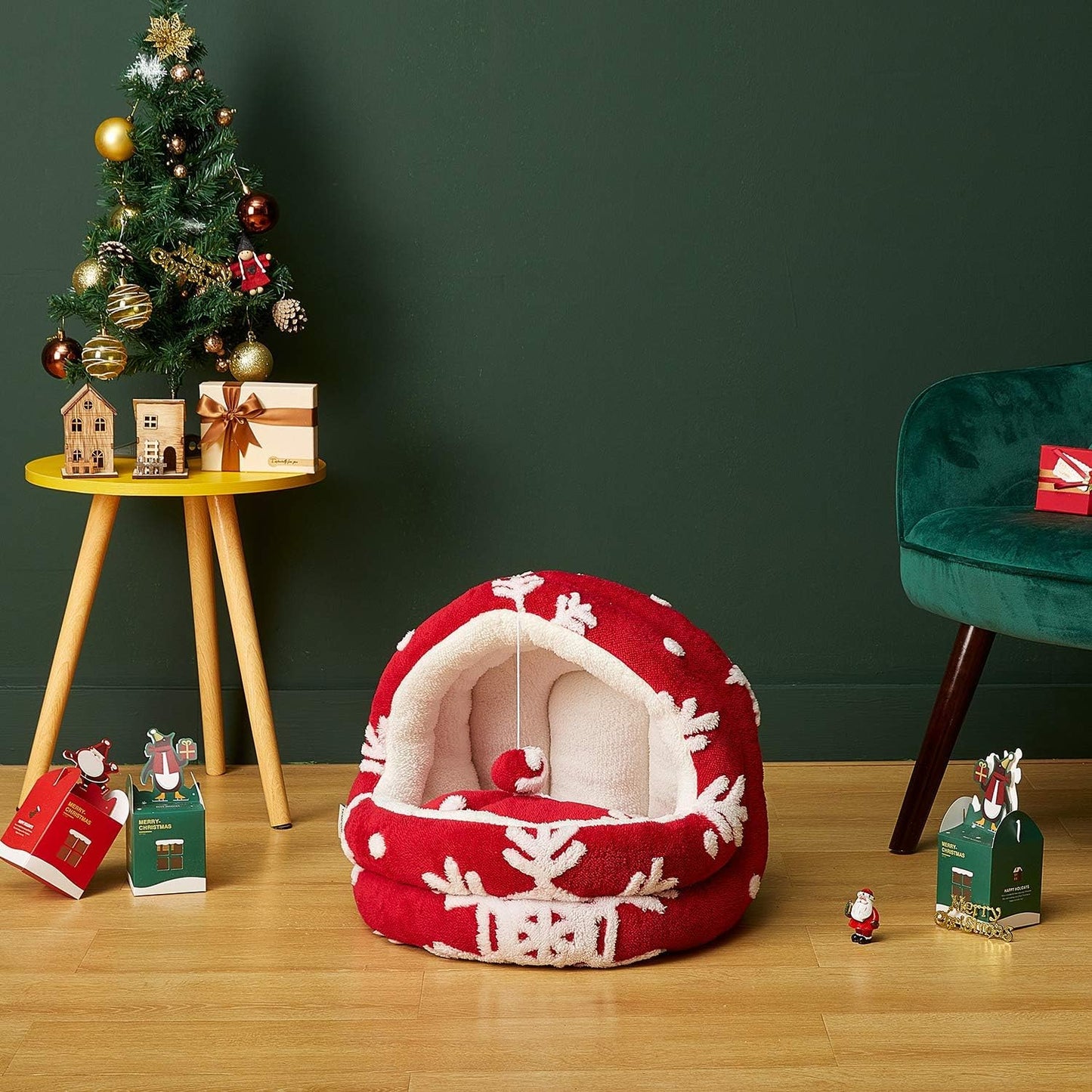 Christmas Red Cat Bed S